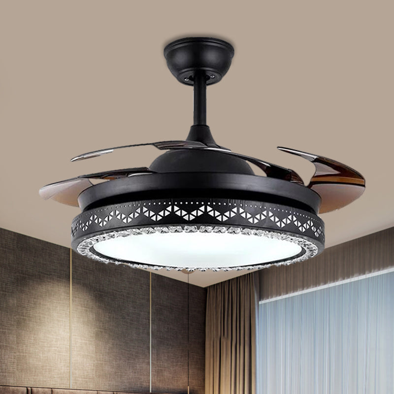 Restaurant circulaire plafond lampe à fans acrylique 19 "LED de large Éclairage semi-rinceur simple en noir / or