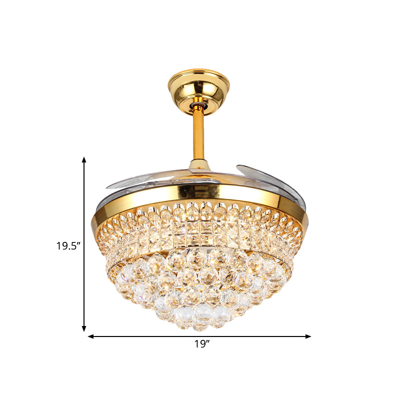 Lampe semi-rincure en cristal biseauté conique à 19 "LED de largeur LED LEVIN DE VANNEUX PROSIDE À 4 lames