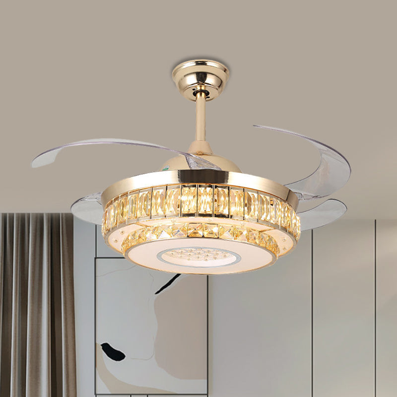 19 "W LED Parlor Plafondventilator Lamp Simplicity Gold 4-Blade semi-spoel