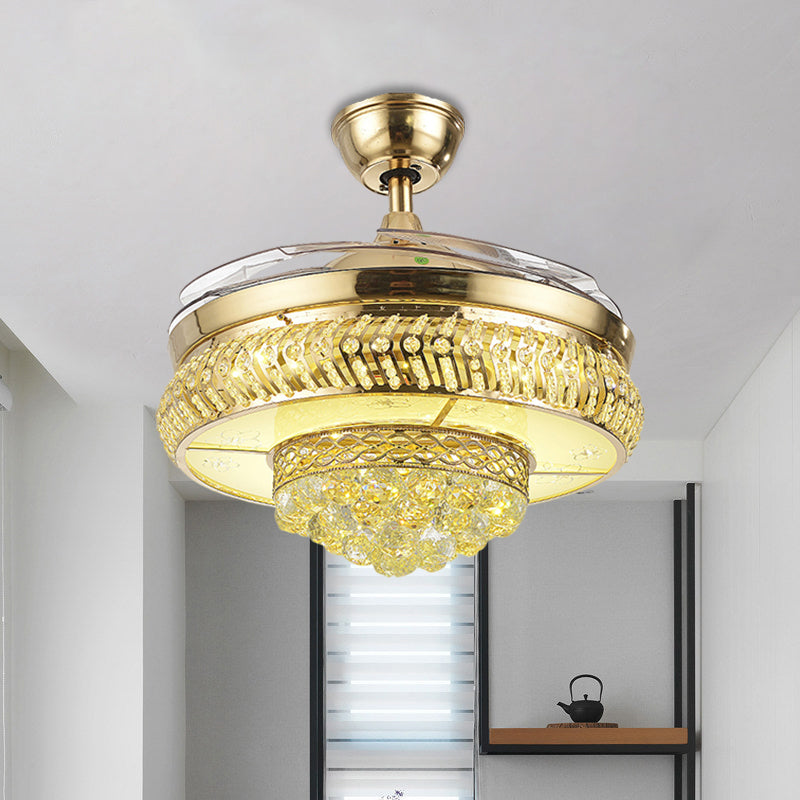 Circular Great Room Techo Ventilador de techo Faceta de 19 "W LED SMI SEMI FLUSH LAMP EN ORO, 4 HOJOS