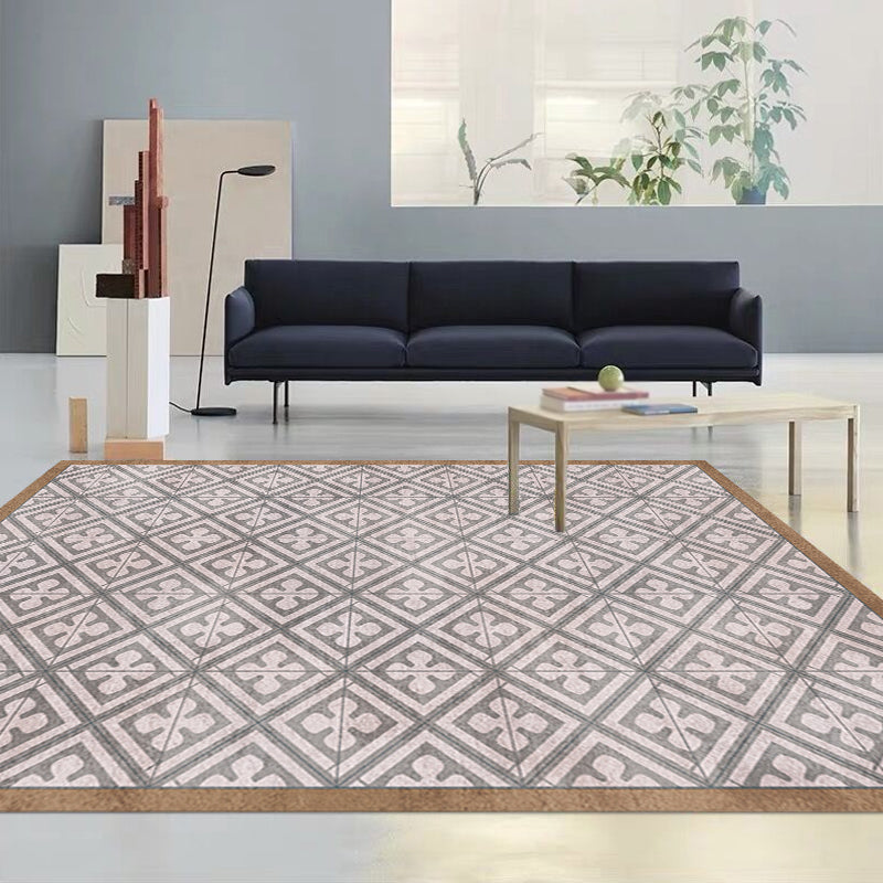 Alfombra de patrón geométrico retro Tribal Brown y azul poliéster Polatina lavable para la alfombra anti-Slip para sala de estar