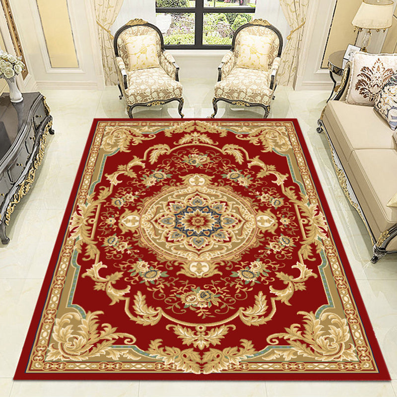 Retro Medallion Pattern Rug Multicolor Rug Synthetics Washable Pet Friendly Anti-Slip Carpet for Living Room