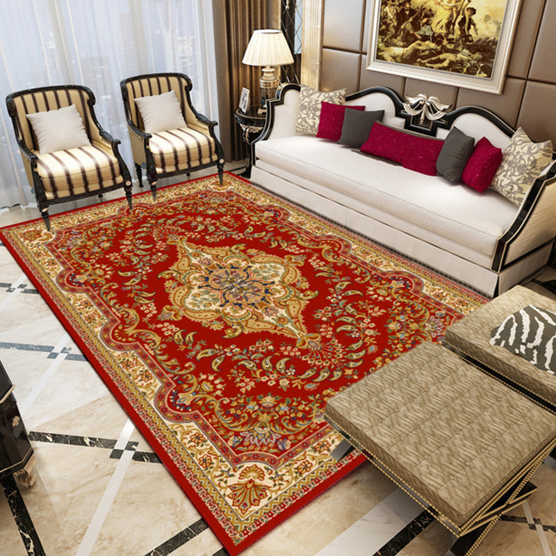 Retro Medallion Pattern Rug Multicolor Rug Synthetics Washable Pet Friendly Anti-Slip Carpet for Living Room