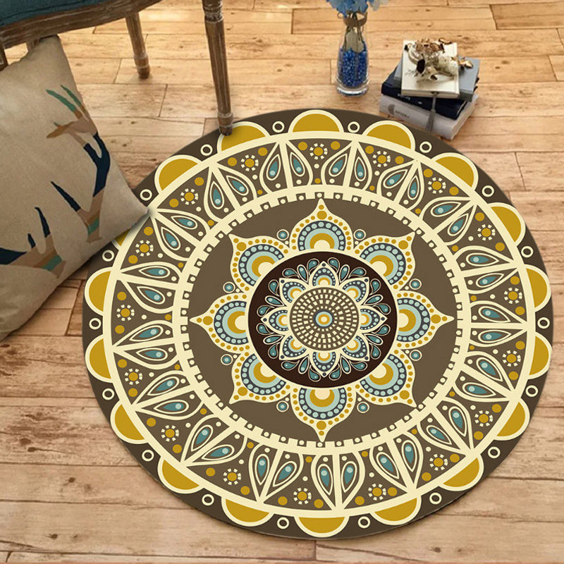 Moroccan Floral Pattern Rug Multicolor Synthetics Rug Washable Pet Friendly Non-Slip Area Rug for Bedroom