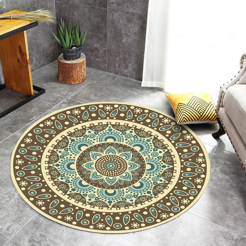 Moroccan Floral Pattern Rug Multicolor Synthetics Rug Washable Pet Friendly Non-Slip Area Rug for Bedroom