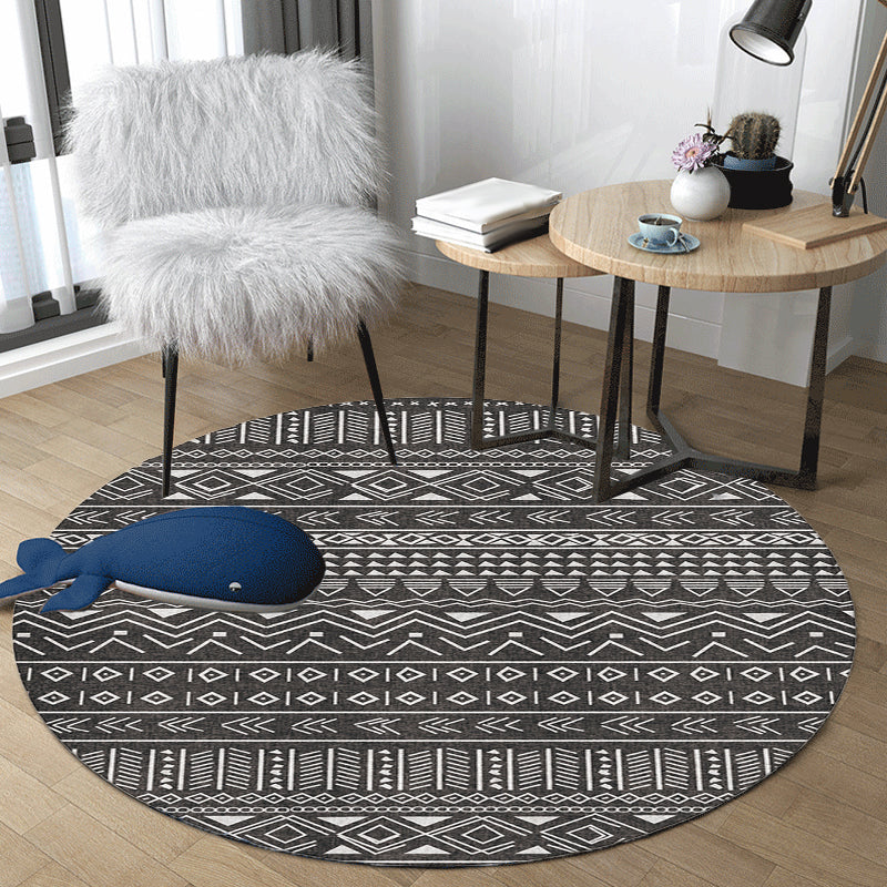 Rapis de motif tribal bohème tapis de polyester gris polyester gris.