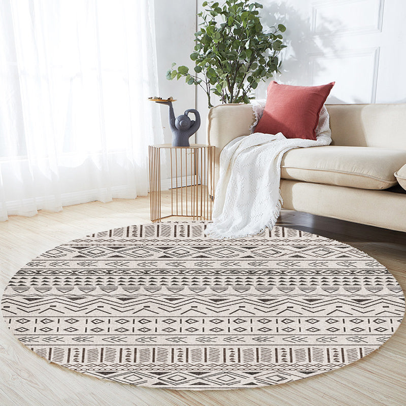 Bohemian Tribal Pattern Rug Grey Multicolor Polyester Rug Washable Pet Friendly Non-Slip Area Rug for Living Room