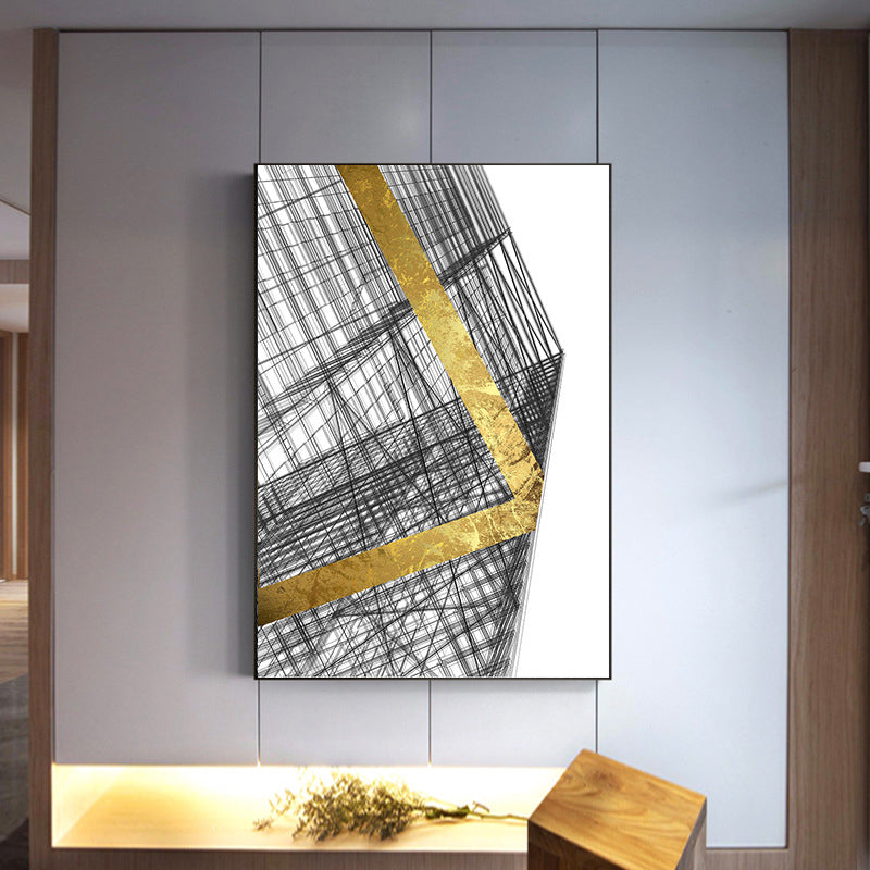 Modern Style Tall Buildings Canvas Light Color Textured Wall Decor for Guest Room