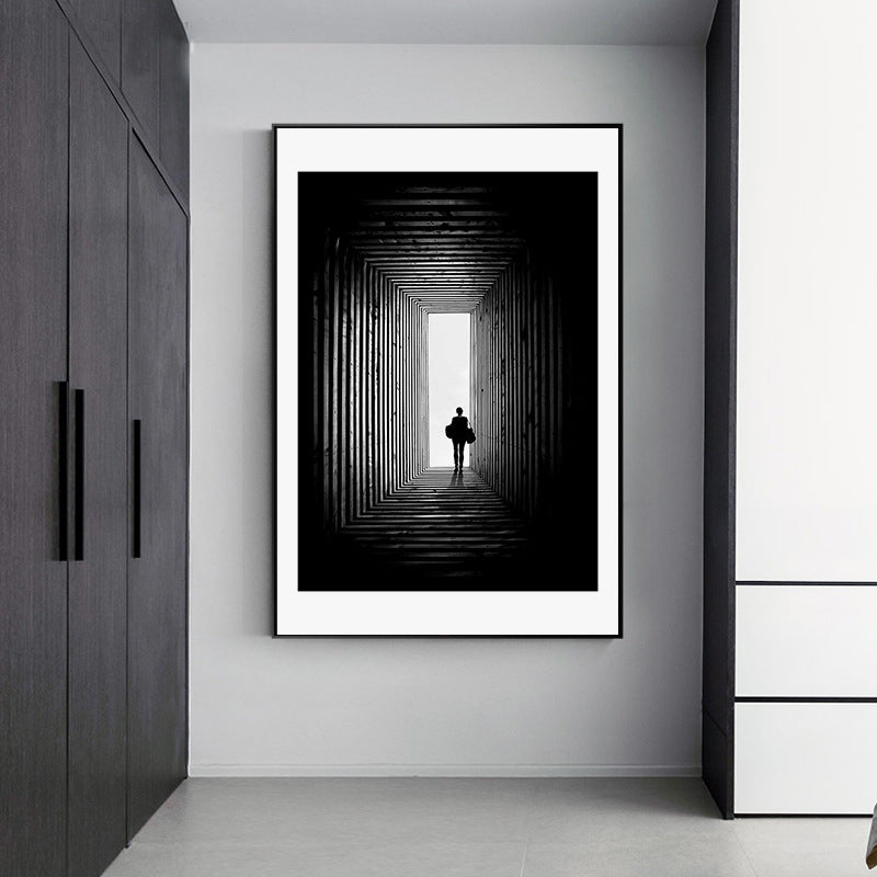 Illustration Optical Illusion Art Modern Style Canvas Textured Wall Print in Black