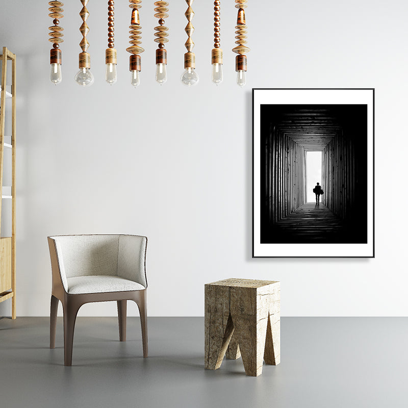 Illustration Optical Illusion Art Modern Style Canvas Textured Wall Print in Black