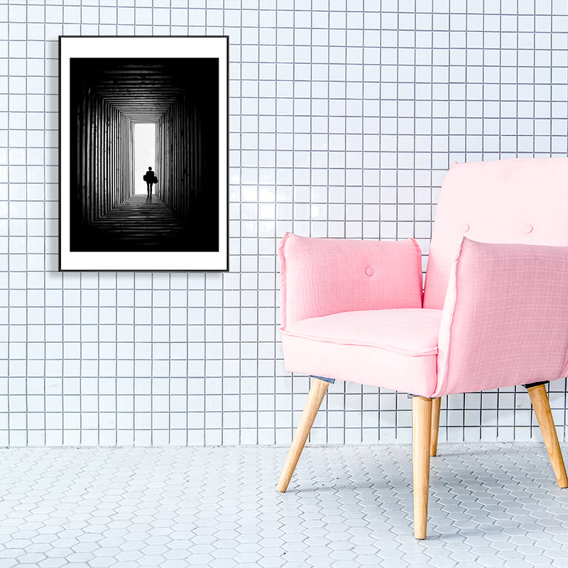 Illustration Optical Illusion Art Modern Style Canvas Textured Wall Print in Black