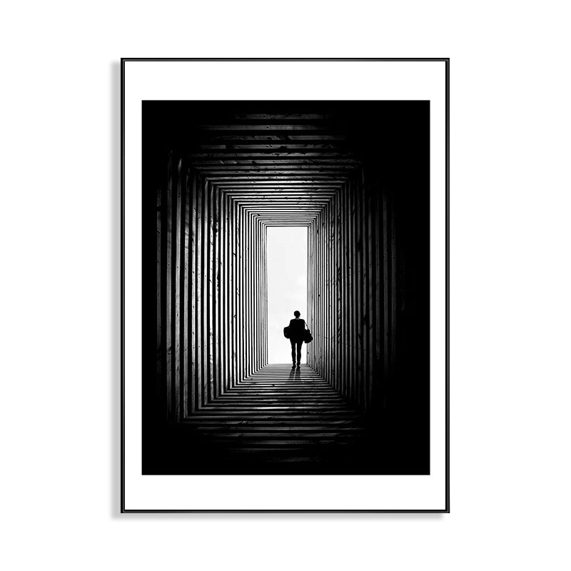 Illustration Optical Illusion Art Modern Style Canvas Textured Wall Print in Black