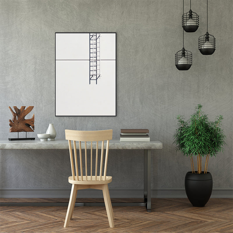 Outdoor Stairs Painting in Light Color Minimalism Style Wall Art for Dining Room