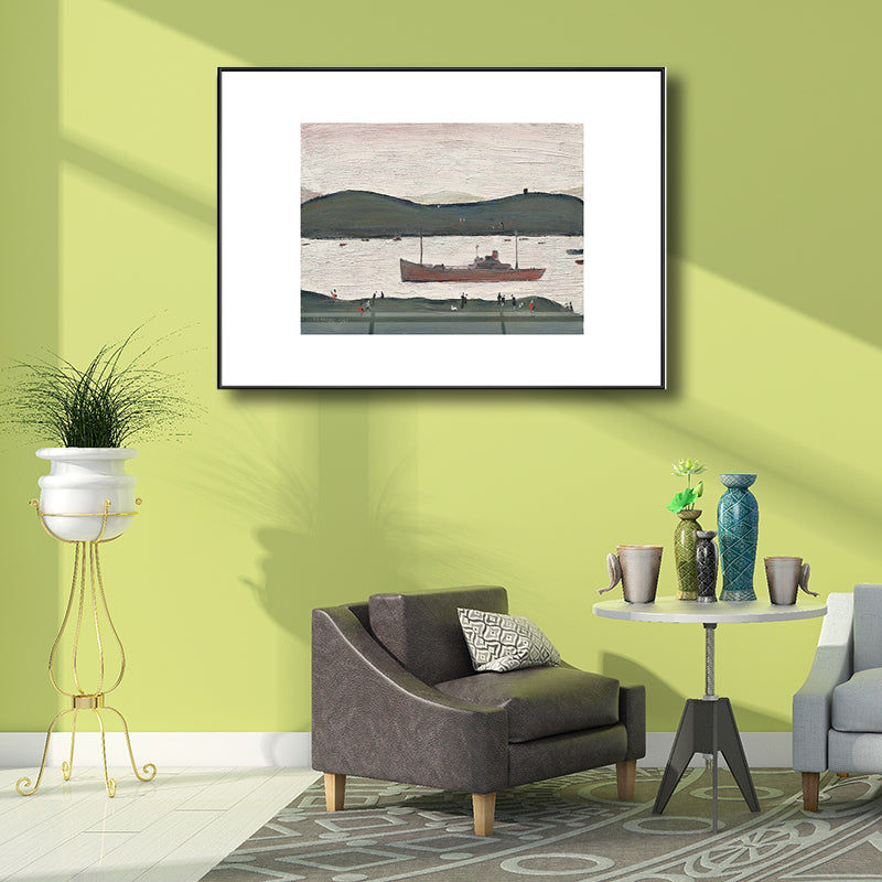 Canvas Green Wall Decor Modern Style Seaside Mountain Landscape Art, Multiple Sizes