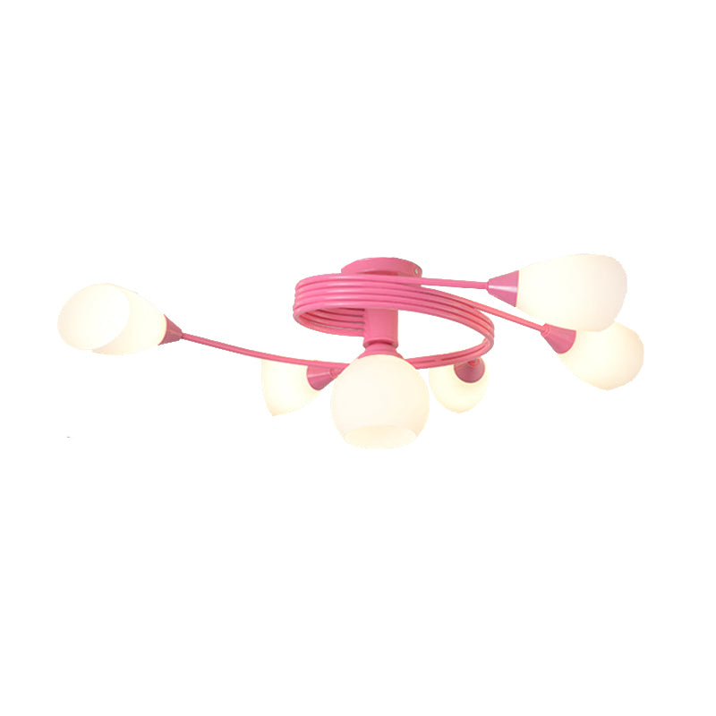 Metallic Twisted Arm Ceiling Lamp Kid Bedroom Kindergarten Modern Semi Flush Ceiling Light