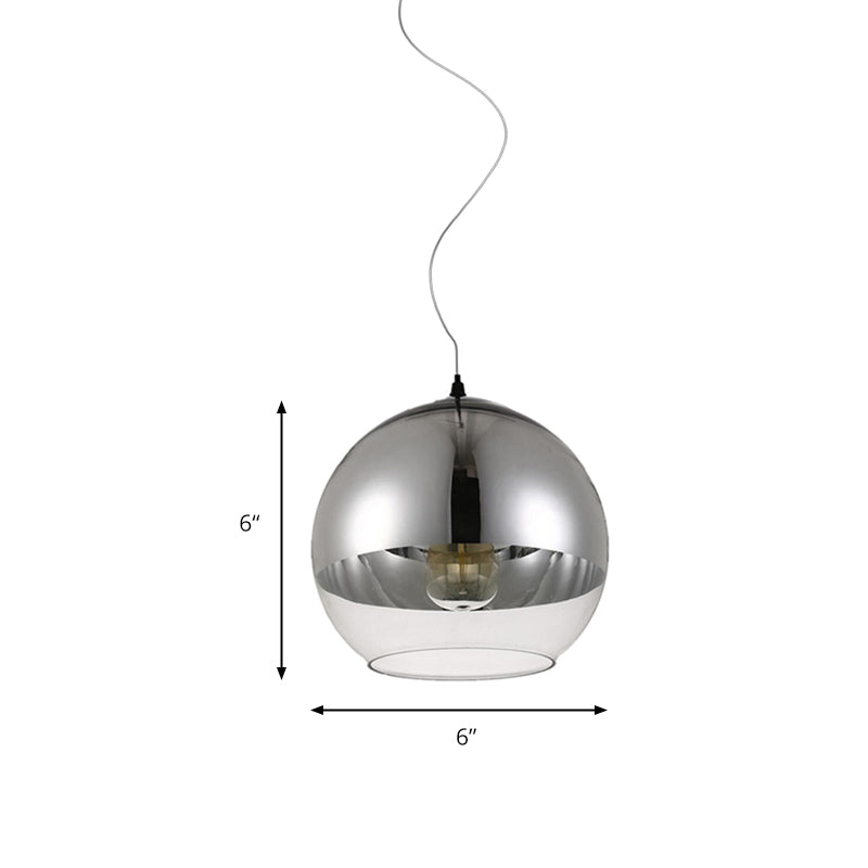 6"/8"/10"W Globe Pendant Lighting Post-Modern Glass 1 Light Sliver Hanging Ceiling Light