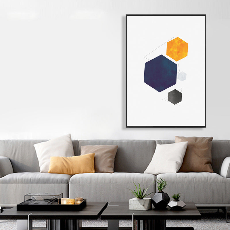 Textured Novel Hexagon Pattern Art Contemporary Style Canvas Painting, Multiple Sizes