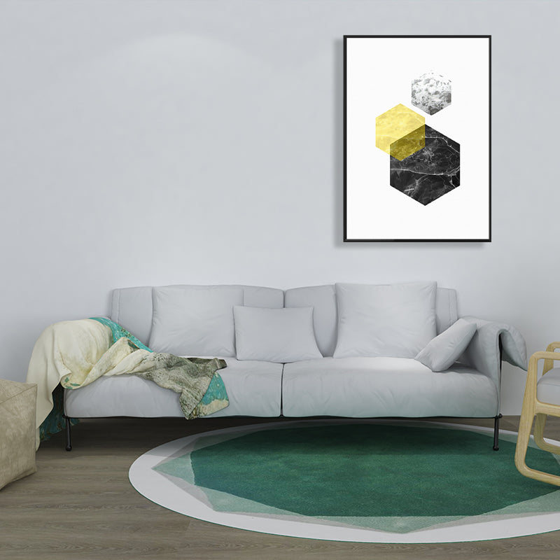 Textured Novel Hexagon Pattern Art Contemporary Style Canvas Painting, Multiple Sizes