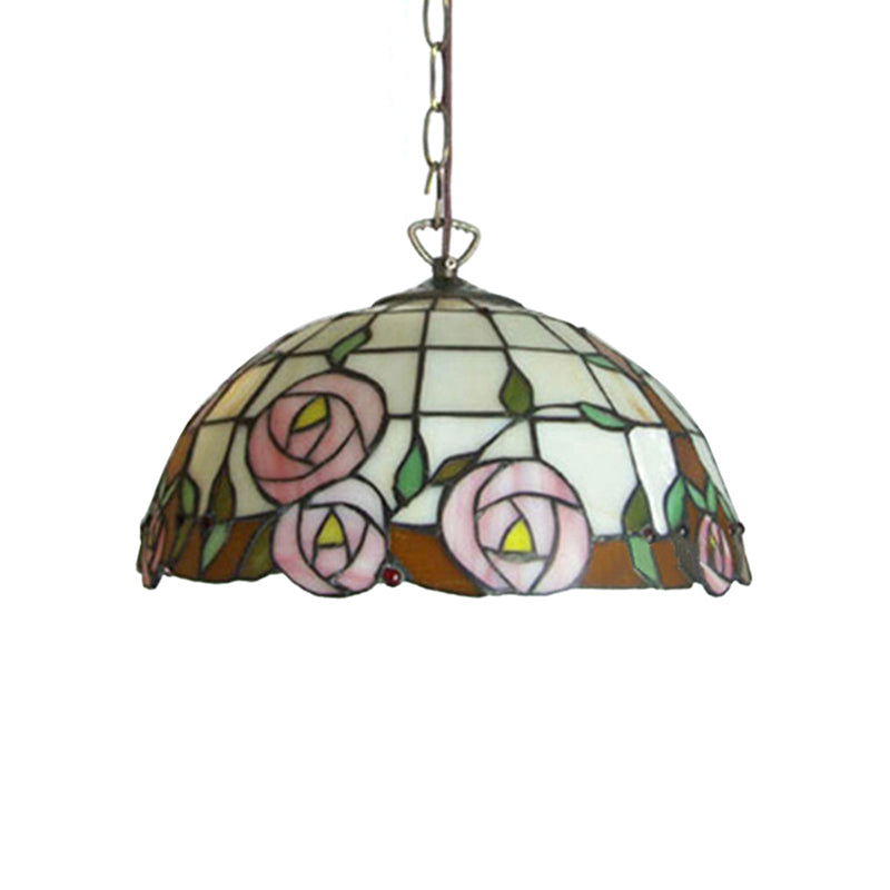 Bloom Down Lighting Tiffany 1 Bulb 12"/16" Wide Pink Handcrafted Art Glass Pendant Light Fixture