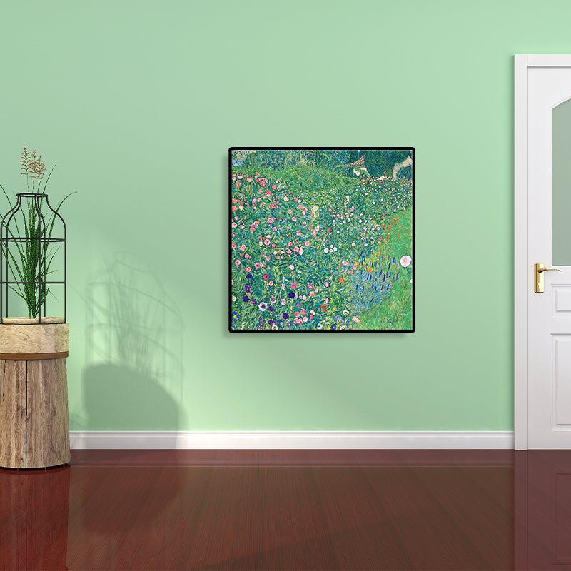 Green Flowering Shrubs Art Textured Painting for Bathroom, Multiple Sizes Available