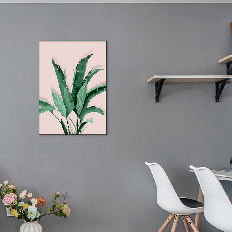 Pastel Color Leaves Painting Modern Style Textured Wall Art Decor for Girls Room