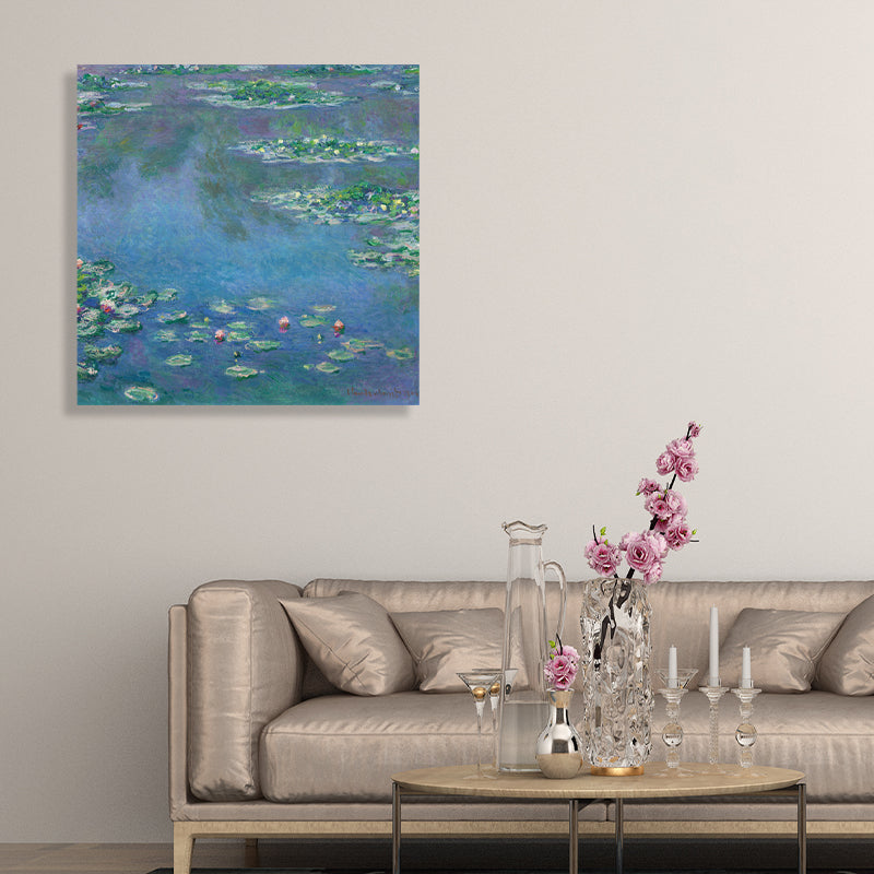 Wild Lotus Pond View Painting French Country Style Canvas Wall Art, Multiple Sizes