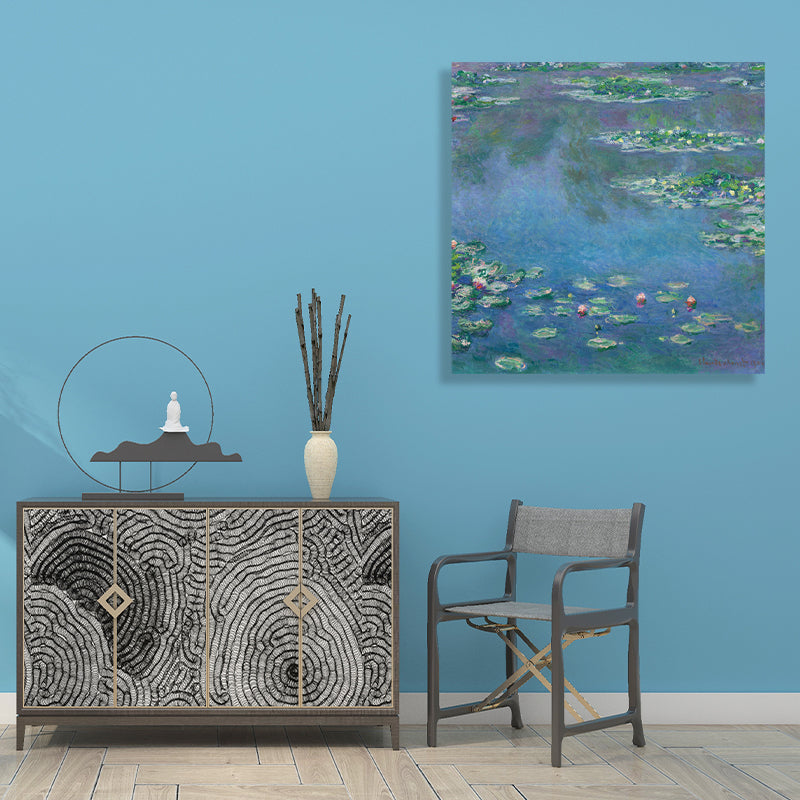 Wild Lotus Pond View Painting French Country Style Canvas Wall Art, Multiple Sizes