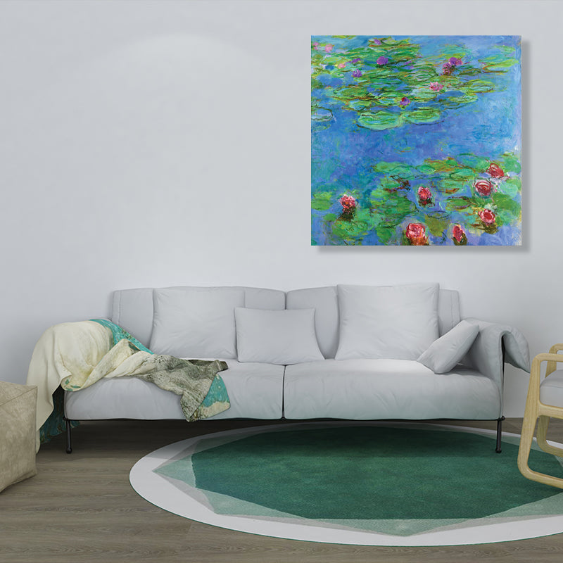 Wild Lotus Pond View Painting French Country Style Canvas Wall Art, Multiple Sizes