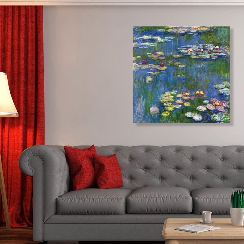 Wild Lotus Pond View Painting French Country Style Canvas Wall Art, Multiple Sizes