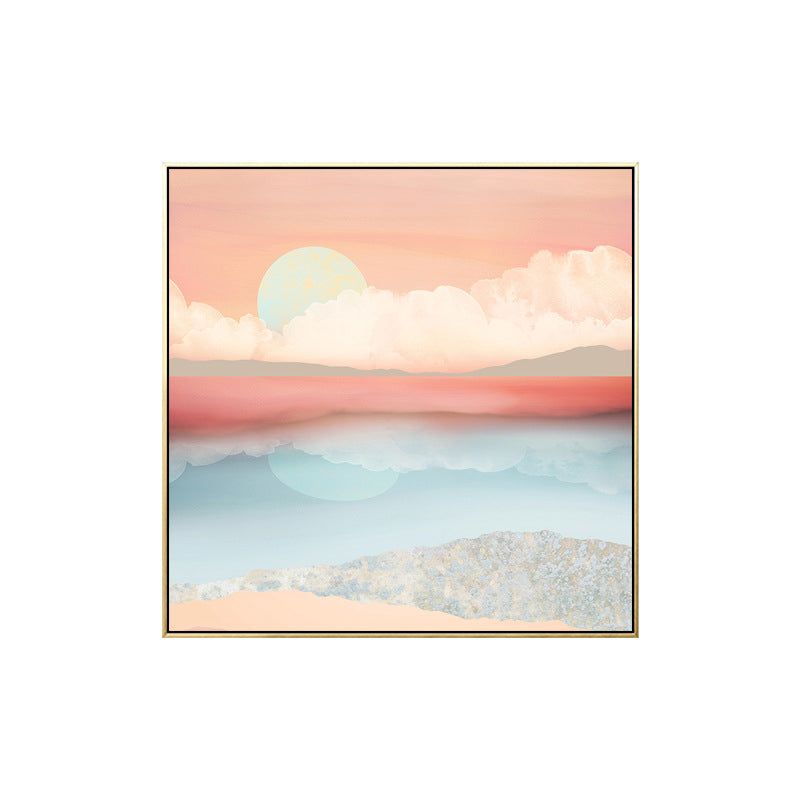 Modern Sunset Scenery Canvas for Girls Bedroom Illustration Wall Art, Multiple Sizes