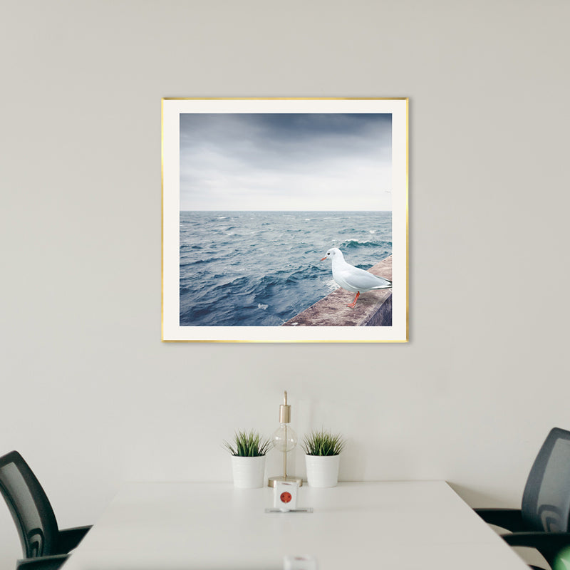 Ocean Scene Wall Decor Contemporary Style Canvas Textured Painting in Light Color