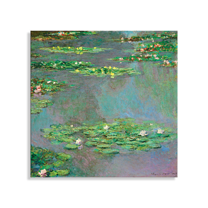 Lotus and Lotus Leaves Canvas for Dining Room in Green, Multiple Sizes Available