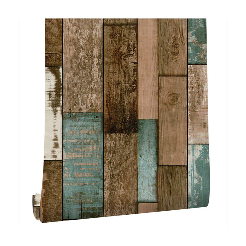 Rustic Reclaimed Wood Wallpaper Roll PVC Self-Adhesive Brown Wall Art for Dining Room