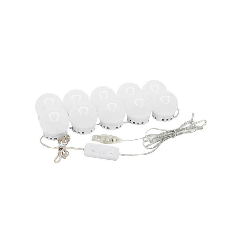 Sphere Vanity Strip Minimalism Plastic LED Make-Up Lighting in White for Dressing Room