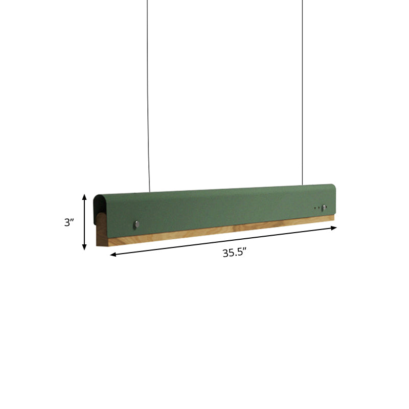 Rectangle Ceiling Pendant Light Modernism Wood and Metal 23.5"/35.5"/47" Wide 1 Light White/Pink/Yellow Hanging Lamp Kit