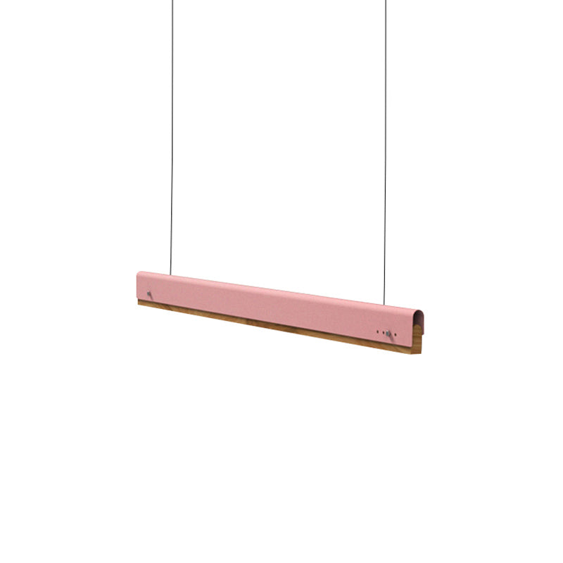 Rectangle Ceiling Pendant Light Modernism Wood and Metal 23.5"/35.5"/47" Wide 1 Light White/Pink/Yellow Hanging Lamp Kit