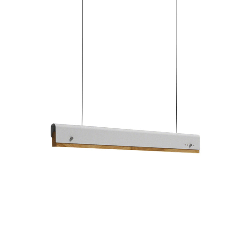 Rectangle Ceiling Pendant Light Modernism Wood and Metal 23.5"/35.5"/47" Wide 1 Light White/Pink/Yellow Hanging Lamp Kit