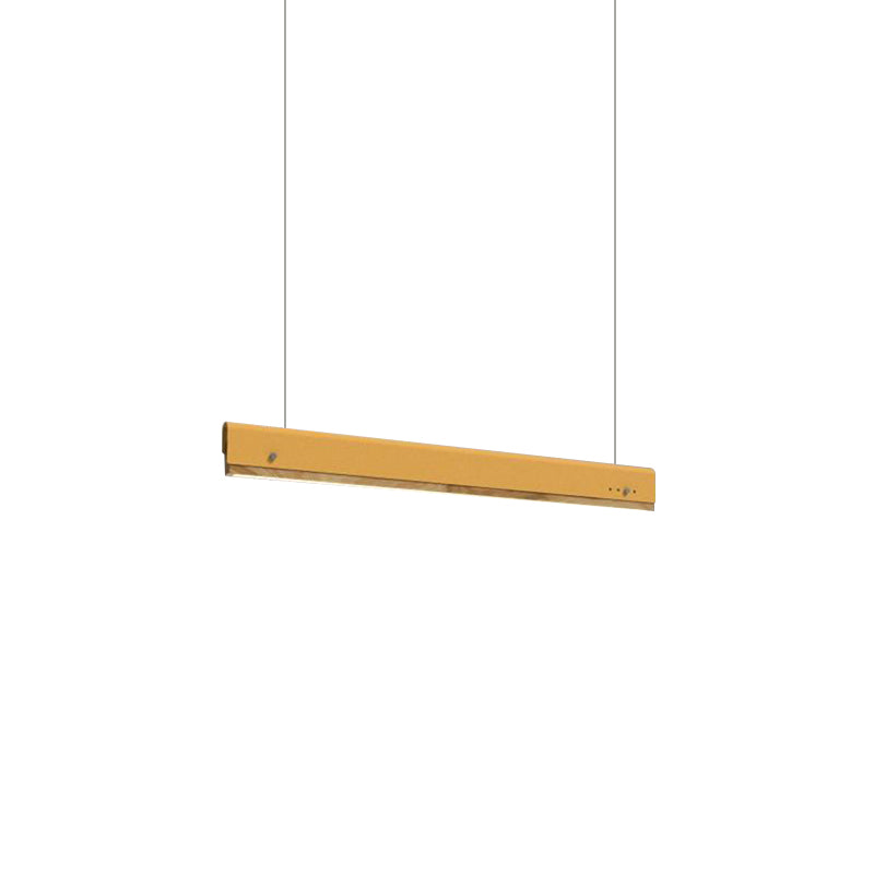 Rectangle Ceiling Pendant Light Modernism Wood and Metal 23.5"/35.5"/47" Wide 1 Light White/Pink/Yellow Hanging Lamp Kit