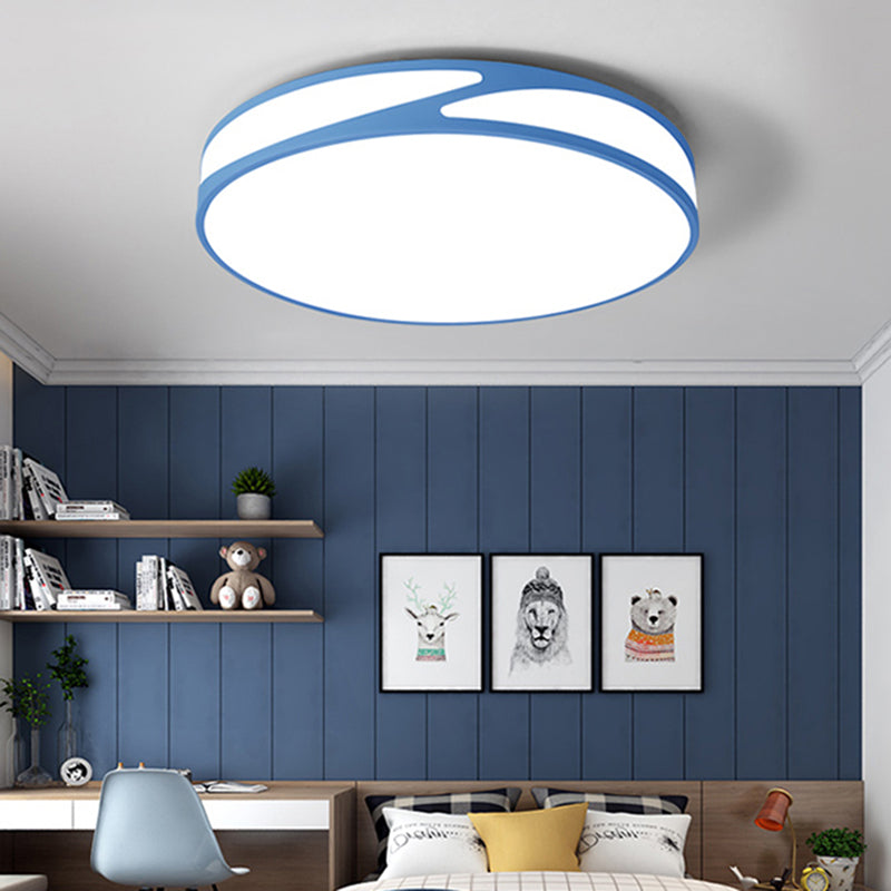 Candy Colored Circular Flush Ceiling Light Macaron Style Acrylique Ceiling Lamp for Office