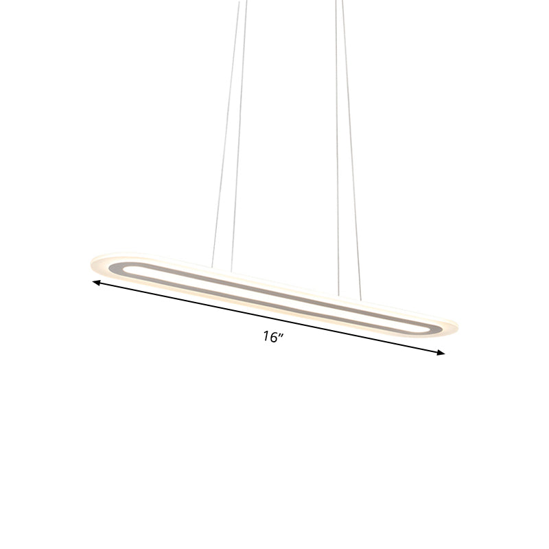 White Oval Ceiling Pendant Simplicity LED Acrylic Hanging Lamp Kit in Warm/White/Natural Light, 16"/23.5"/31.5" Wide