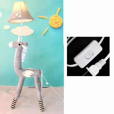 Cartoon Long Neck Animal Floor Light 1 Light Fabric Floor Lamp for Living Room Kindergarten