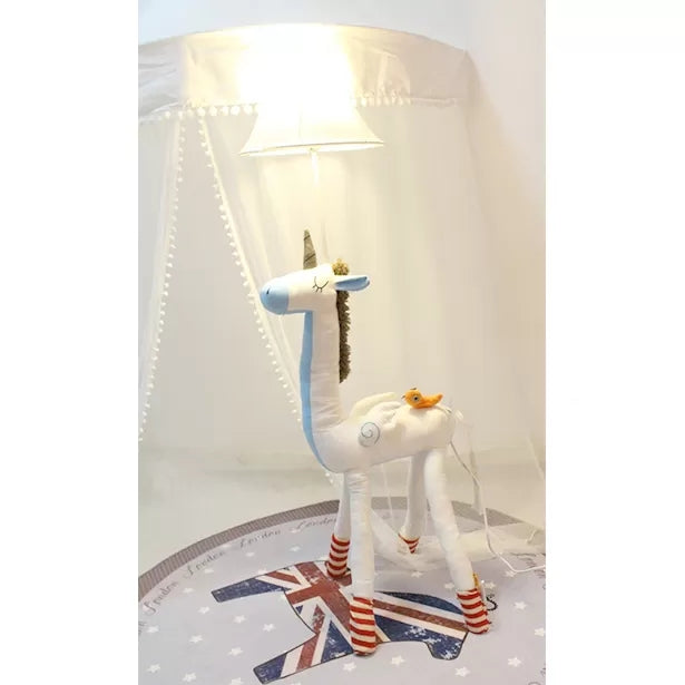 Cartoon Long Neck Animal Floor Light 1 Light Fabric Floor Lamp for Living Room Kindergarten