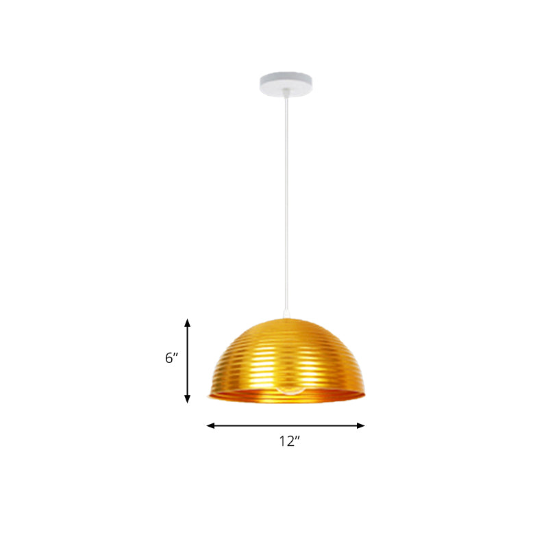 Dome Shade Pendant Light avec Ruffle Contemporary Metal Single Head Red / Jaune / Blue Pendant Light, 12 "/ 16" /19,5 "de large