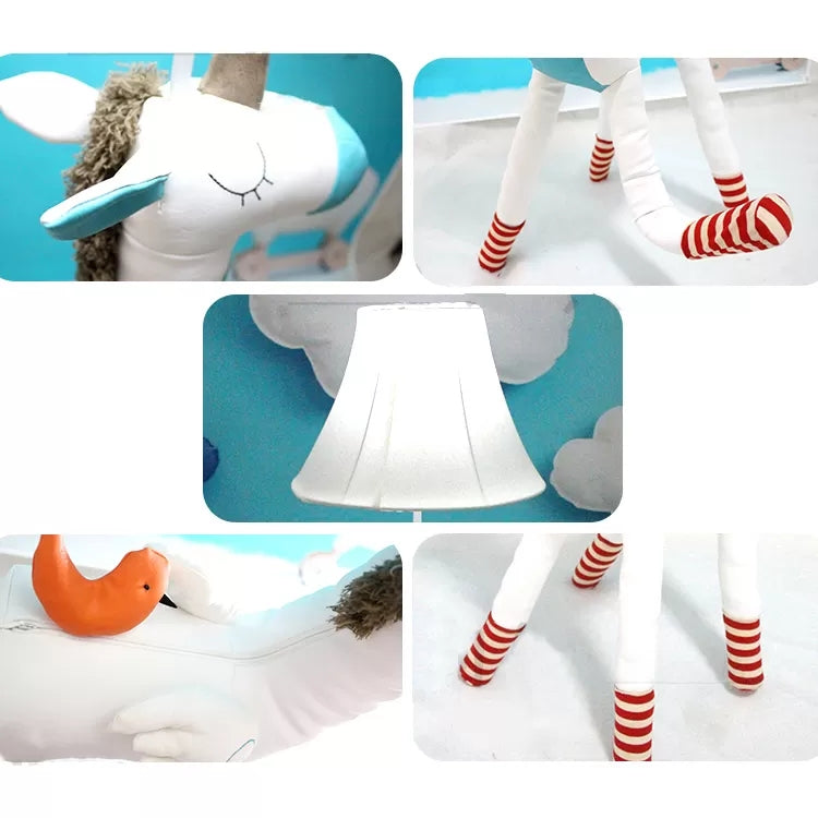 Cartoon Long Neck Animal Floor Light 1 Light Fabric Floor Lamp for Living Room Kindergarten