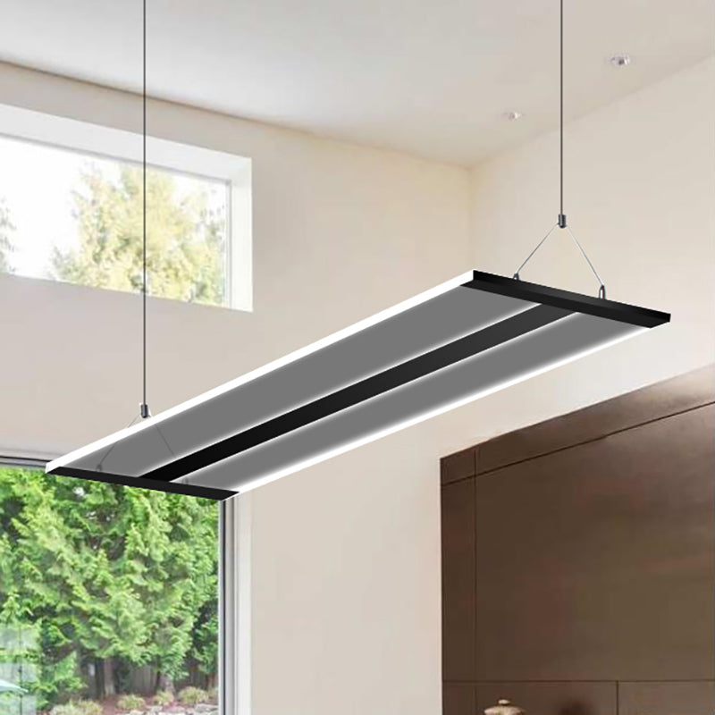 Ultra Slim Acrylic LED Light Fixture Modern Single Light Black/White Ceiling Lamp in Warm/White Light, 35.5"/47" Wide