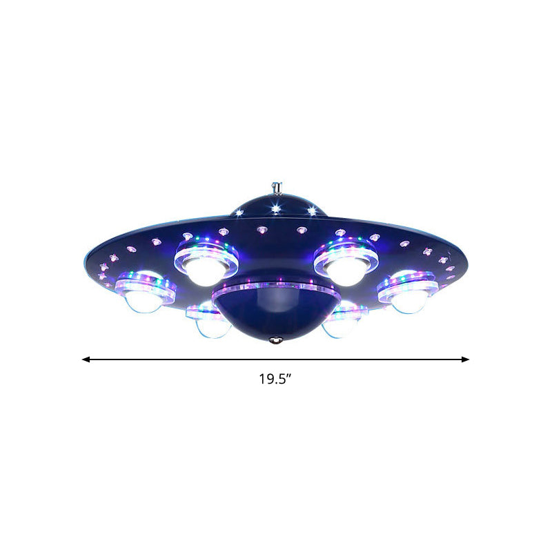 Lámpara colgante de metal de seis luces de lámpara azul moderna para dormitorio infantil