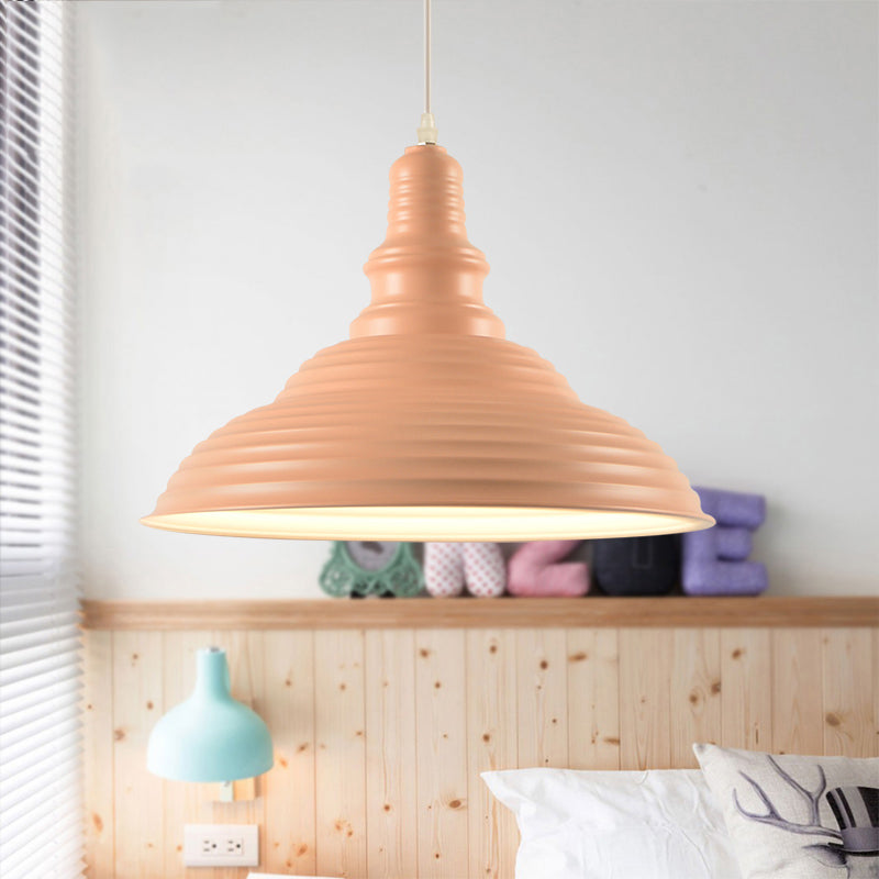 Pot-dekd tint hangend plafondlicht met ruchesontwerp Noordse metalen grijs/roze/gele eetkamer hanglamp