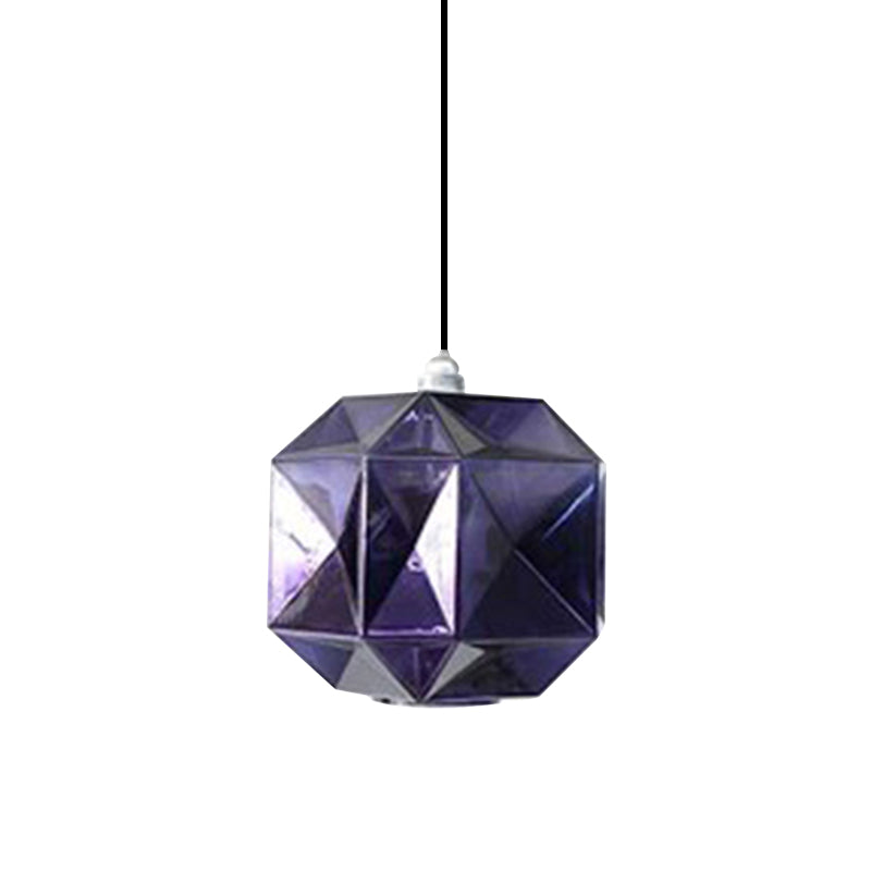 Éclairage pendentif en diamant Verre post-moderne 1 bleu clair / or / ambre plafond suspendu