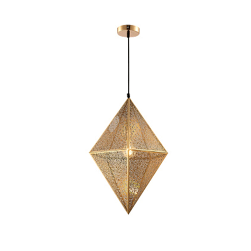 10"/14"W Diamond Ceiling Lighting Post-Modern Metal 1 Light Gold/Rose Gold Hanging Ceiling Light with Wire Mesh Cage