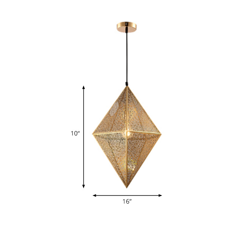 10"/14"W Diamond Ceiling Lighting Post-Modern Metal 1 Light Gold/Rose Gold Hanging Ceiling Light with Wire Mesh Cage